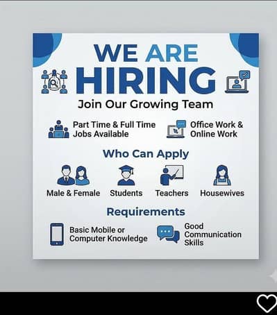 we are hiring urgently Male and female