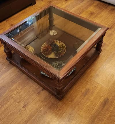 sheesham wood center table with small tables