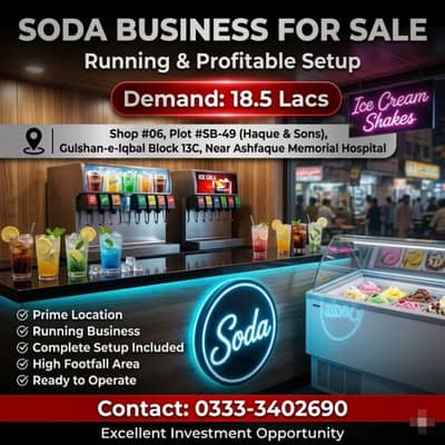 Karachi Soda Business for Sale/Complete setup for sale/Soda shop