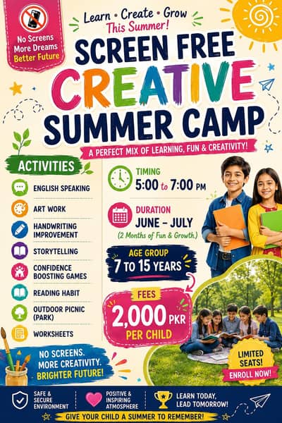 Screen-Free Creative Summer Camp (age 7 to 15) | June-July | Only 2000