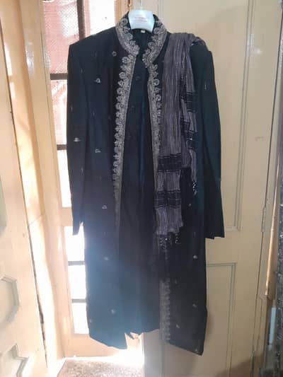Designer black sherwani for barat