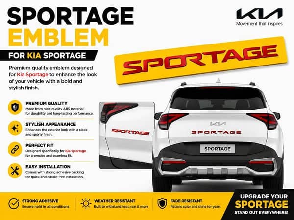 KIA Sportage New Style logo | Sportage Emblem For Front in RED