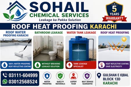 Roof Heat proofing Karachi ,  Roof waterproofing Karachi