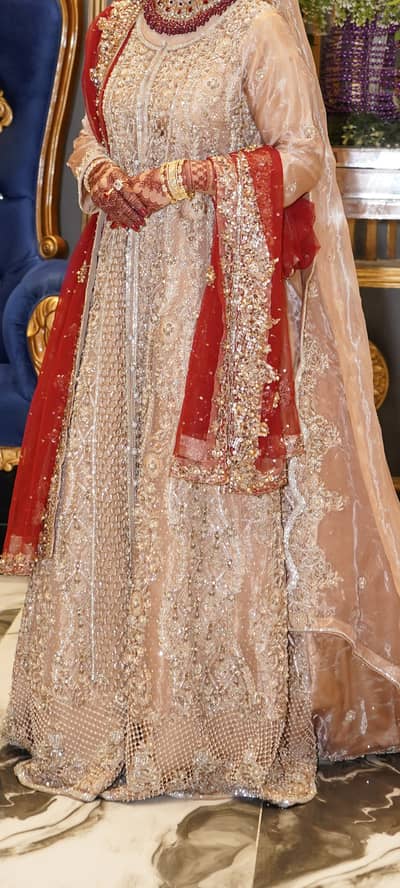 Full heavy embellished maxi with dupatha (peach duptha only)