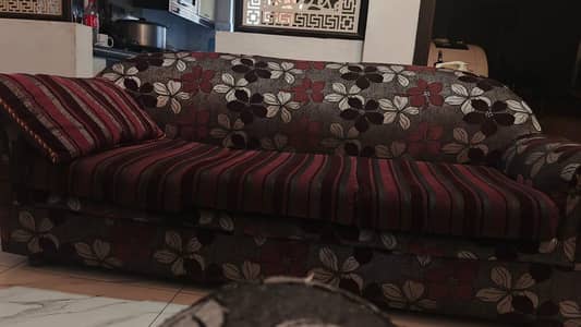 Purple, black color sofa set for sale contact no 03244313099