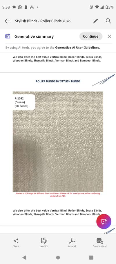 Black out blinds in beige color 7 ft height x 8 ft width