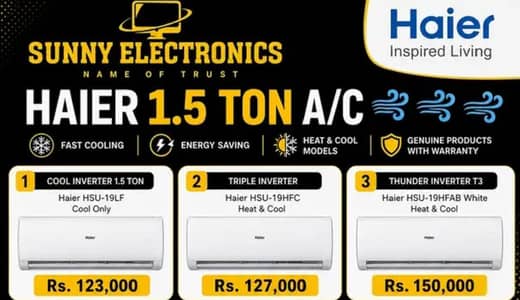 haier triple inverter ac brand new box pack