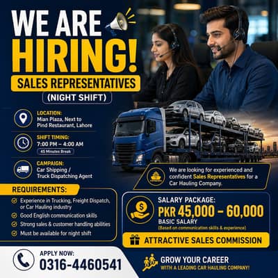 Car Shipping , Trucking & Freight Dispatch , USA (Night Shift) Jobs