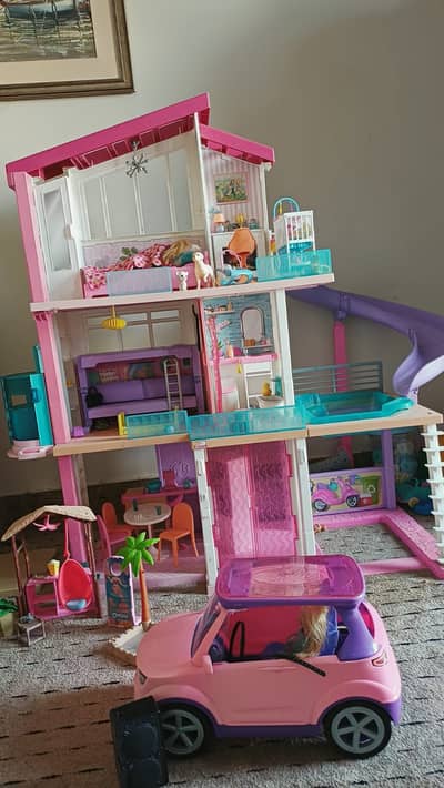 Barbie dream house, dream closet,barbie car,camper van with 1 barbie