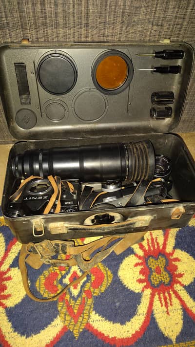 Vintage Zenit FS-12 Photosniper Camera Set with Telephoto Lens