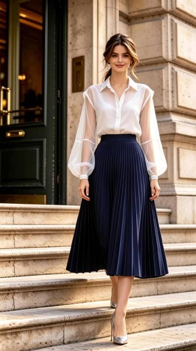 New Navy Blue long Skirt