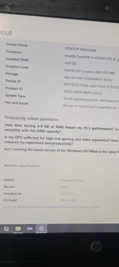 HP core I 5 4 generation