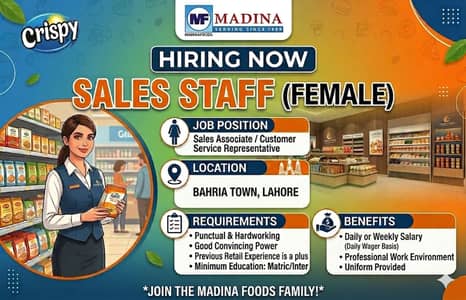 Female Sales Staff Required for Store