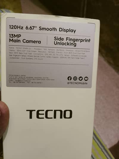 Tecno spark go1 4+4-128 5000mah battery with complete saman