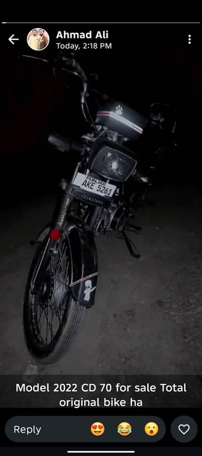 70cd black clour all ok location purana khana contact 03134468158