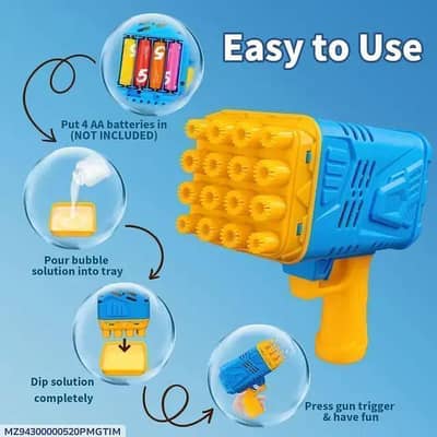 Blue Yellow Bubble Gun for Kids Outdoor Play