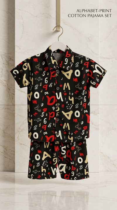 Boys Shirt & Trouser Set – ABC Pattern Stylish Outfit for Kids