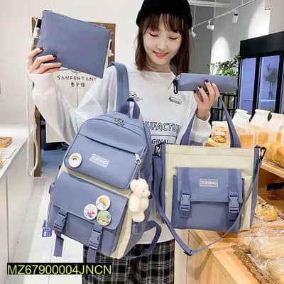Blue Nylon Backpack Set For School & Daily  Use