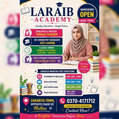 Laraib Academy – معیاری ٹیوشن (Playgroup سے 10th تک)