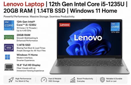 Lenovo Laptop | 12th Gen Intel Core i5-1235U | 20GB RAM | 1.14TB SSD |