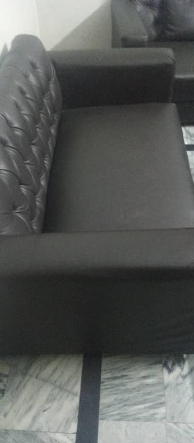 7 seater black leather brand new sofa