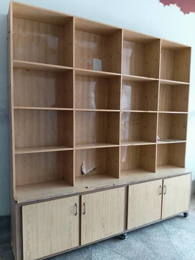Wooden Bookshelf with Storage Cabinet