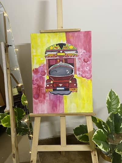 Vibrant 18x24 Hand-Painted Truck Art – Original Acrylic on Canvas