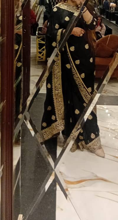 Brand new Black Embroidered Saree with Heavy Fancy Border Party Wear