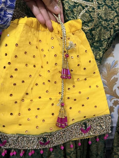 Mehendi three piece - yellow pink green kurti with gharara
