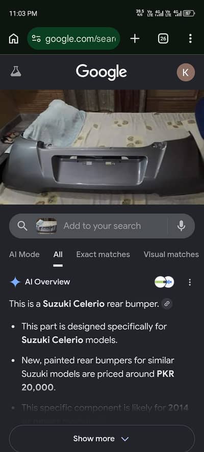Suzuki cultus new shape back bumper