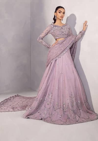 Maria b inspired Lilac lehnga choli saree style