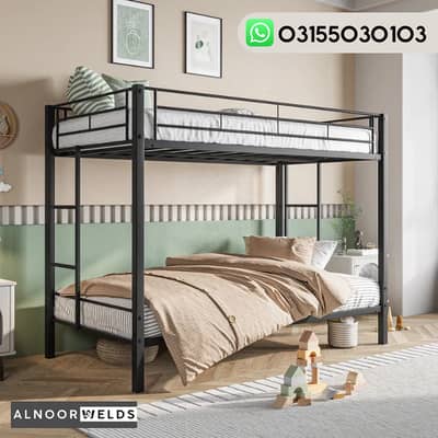 Metal Bunk Bed, Kids Bunker Single Iron Bed, Hostel