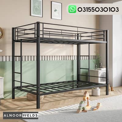 Metal Bunk Bed, Kids Bunker Single Iron Bed, Hostel