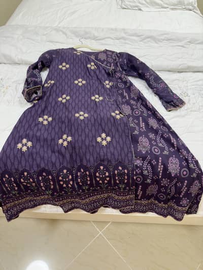 Batik embroidery anarkali dress with trouser and dupatta