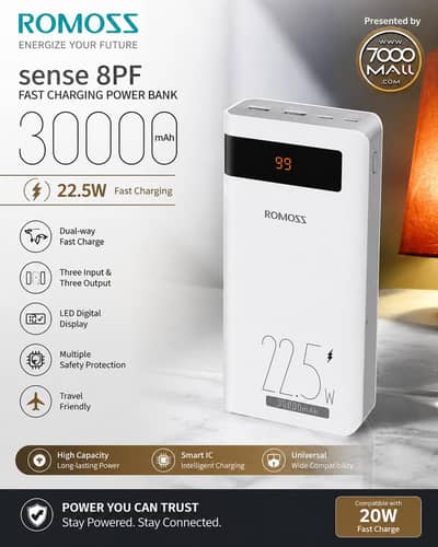 Romoss 30000mAh 22.5W Fast Charging Power Bank / Original High Cap