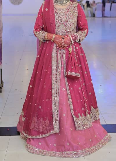 Custom Hand made heavily embroidered double layered bridal dress.