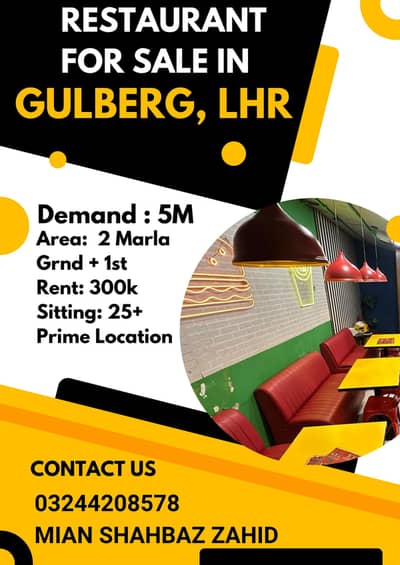 Restaurant for Sale in Gulberg, Lahore