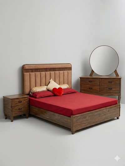 Bed with side tables and dressing for sale