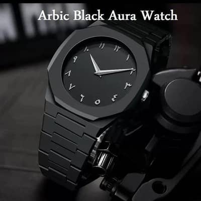 black arabic aura carbon fiber watch for men