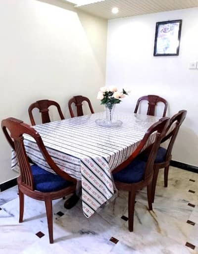 Stylish Dinning Table with Wooden Sofa style chairs