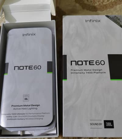 infinix note 60 8/256GB Box pack few day use sab cheazay box ma pack h
