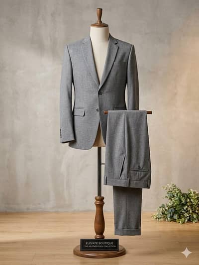 men’s heather grey two-piece suit*