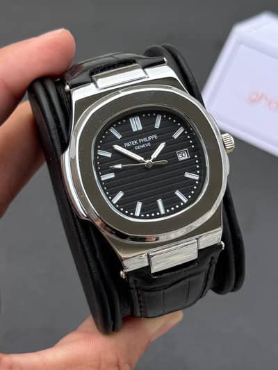 Patek Philippe Geneve Style Watch For Men Karachi Luxury Black Leather