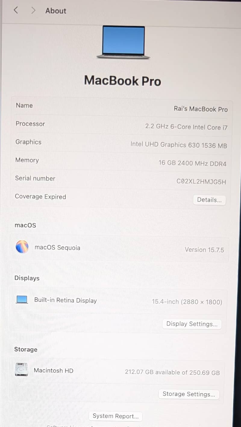 MacBook Pro 2018 5