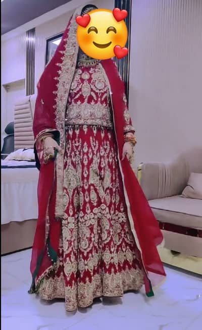 Red bridal lehenga choli, baraat outfit