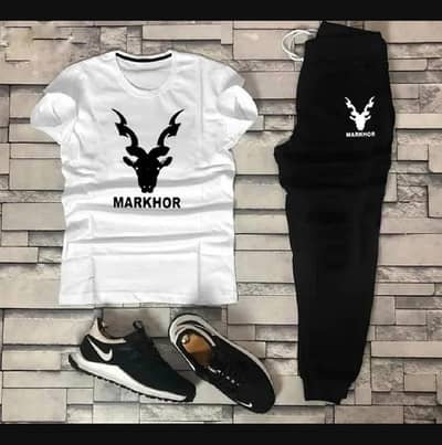 Men Clothes Markhor Graphics Track Suit Black White XL
