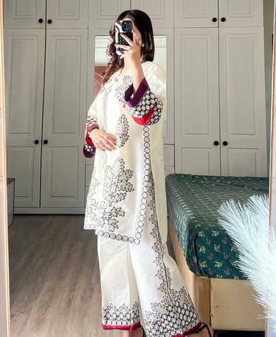 Lawn embroidered 2 pcs stylish dress