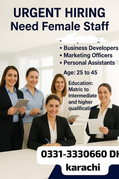 Need female staff for sales Marketing Manager