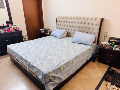 King size bed with side tables and dressing table (without mattress)
