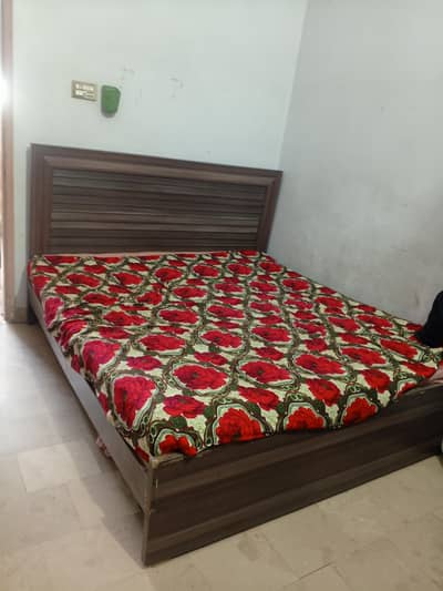 king size bed with mattress and dresser